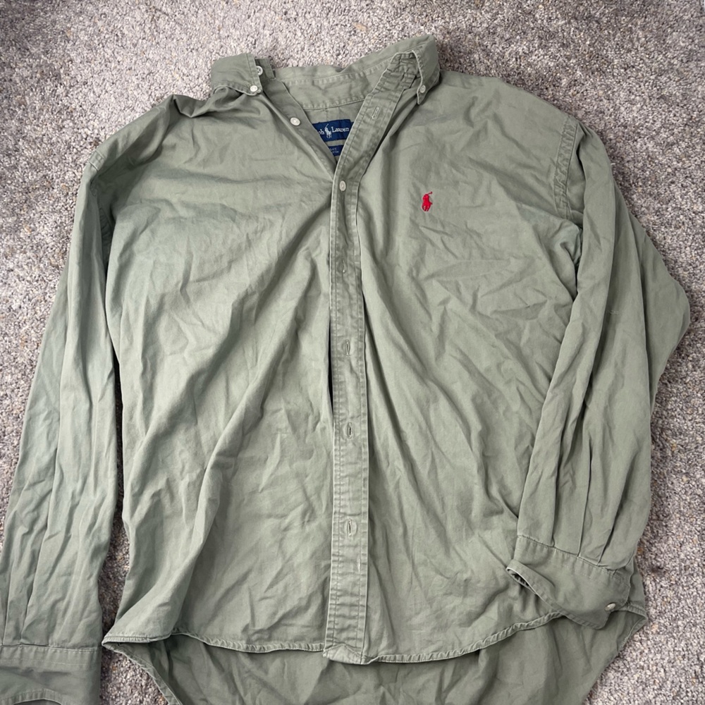 Olive Polo Dress Shirt